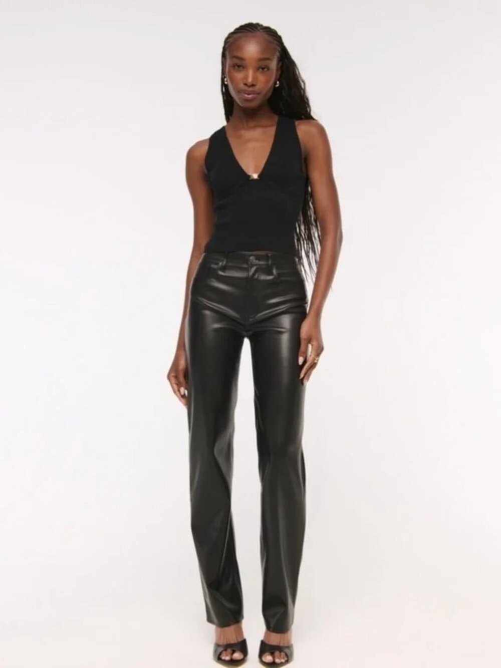 Abercrombie & Fitch 90s Straight Ultra High Rise Curve Love Faux Leather Pants
